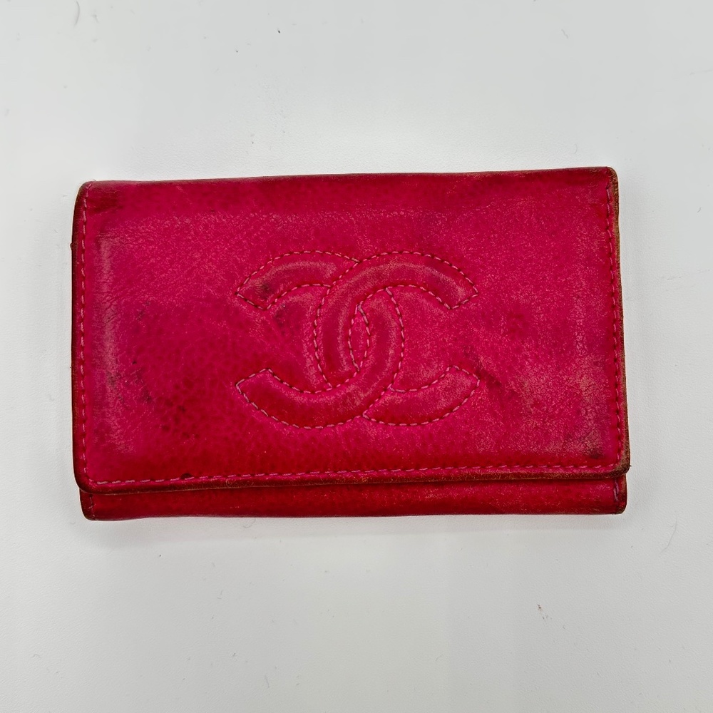 Chanel Caviar Hot Pink Leather Key Holder
